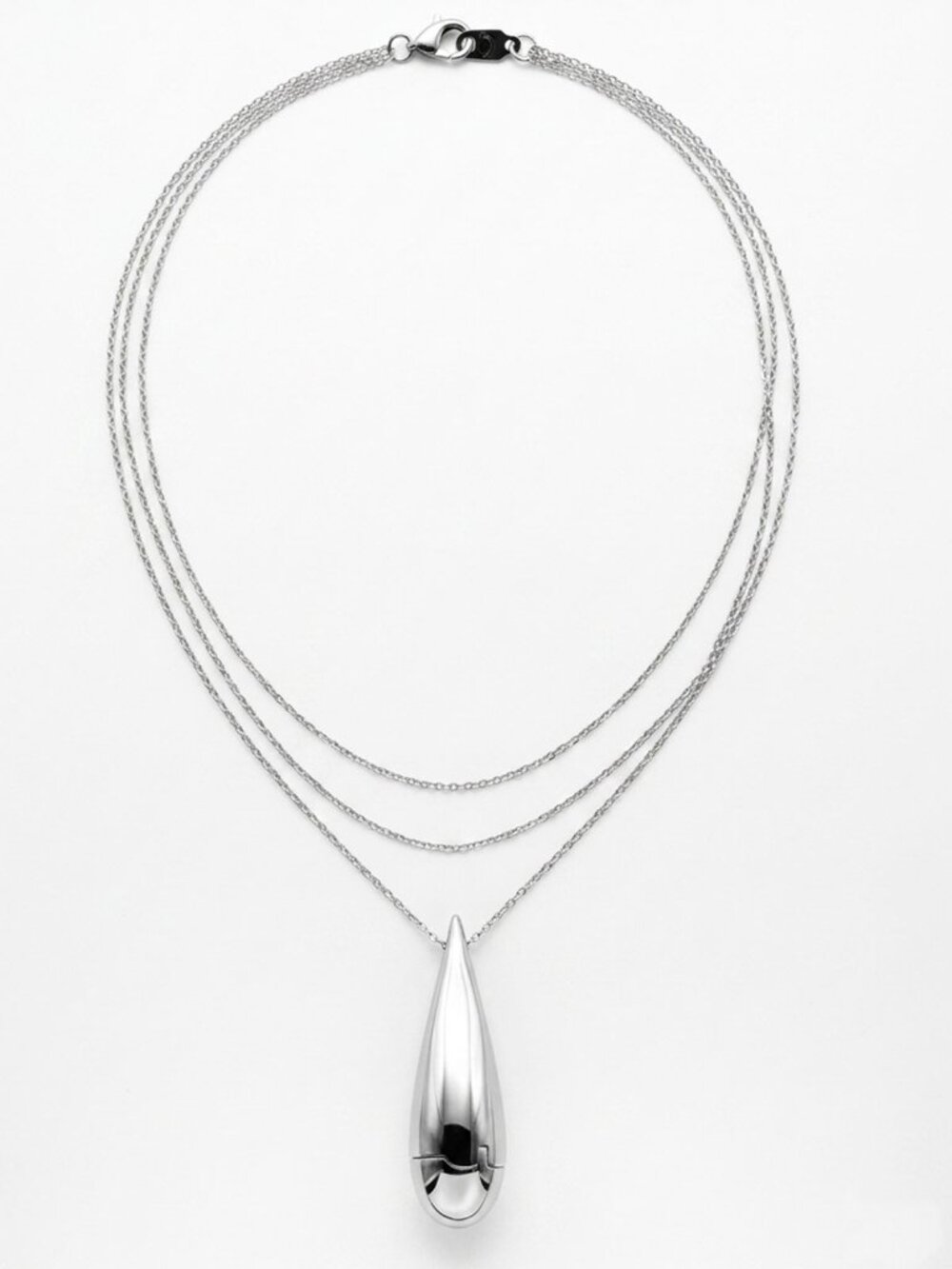 Caroline Neron Silver Tone Secret Message Teardrop Locket Pendant Long Necklace